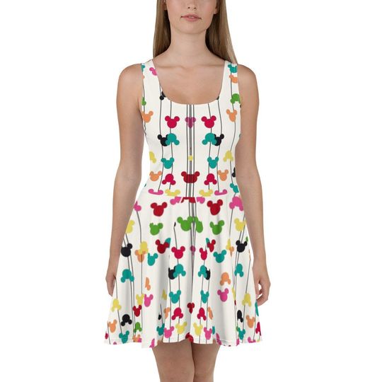 Confetti Mouse Skater Dress Mickey Disney Inspired, Disneyland Trip Outfit, Disney Comfortable Dress For Adult, All Size Available