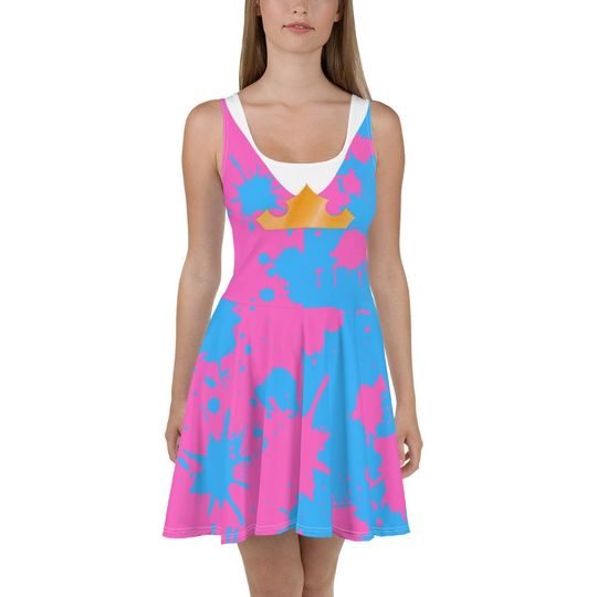 Pink or Blue Skater Dress, Disneyland Trip Outfit, Disney Comfortable Dress For Adult, All Size Available