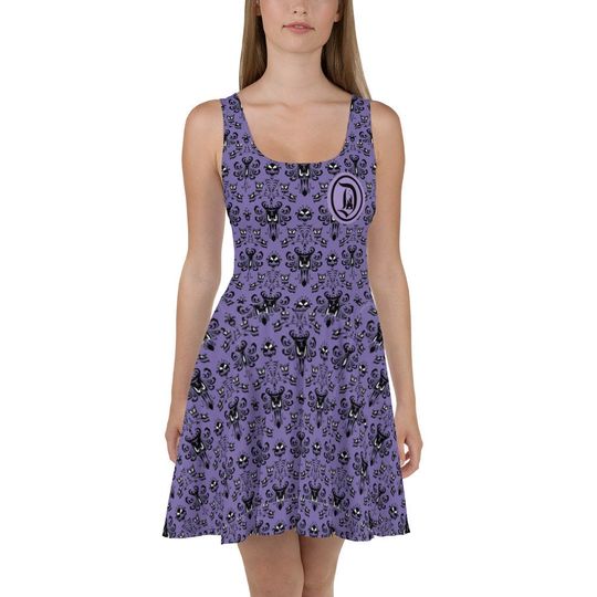 Mansion Wallpaper Skater Dress, Disneyland Trip Outfit, Disney Comfortable Dress For Adult, All Size Available