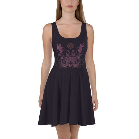 The Sirens Gothic Skater Dress, Disneyland Trip Outfit, Disney Comfortable Dress For Adult, All Size Available