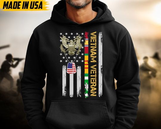 Vietnam Veteran, Eagle US Flag Veteran Hoodie, Proud Veteran Hoodies, U.S Military Hoodie For Veterans, Vietnam War Veterans Hoodie