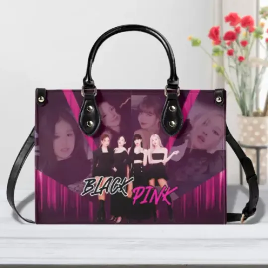 Personalized Leather Handbag, Black pink New Version-Luxury Women PU Leather Handbag, Shoulder Bag, Crossbody Bag, Shopping Bag, Top Handle Bag