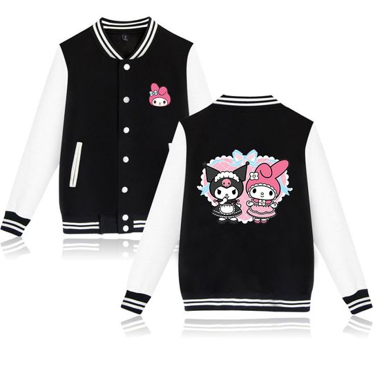 My Melody Bomber Jacket, Women Men Autumn Baseball Jacket, Coat Cartoon Kid Streetwear Harajuku Bomber College Jacket