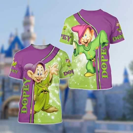 Snow White And The 7 Dwarfs 3D T-shirt, Cotton Short Sleeve Shirt, Cartoon Character All Over Print Shirt, Summer 3D Unisex Tee