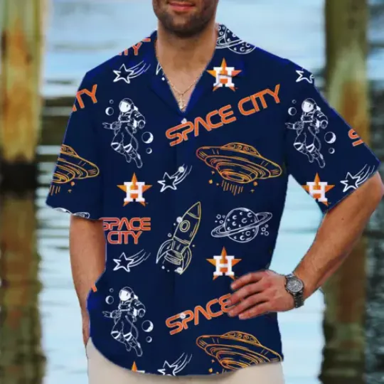 Houston Astros  hawaiian shirt, baseball fan gifts, Short Sleeve Polyester Hawaiian Shirt, Father's Day Gift Ideas, Beaching Fashion, Summer Trip shirt