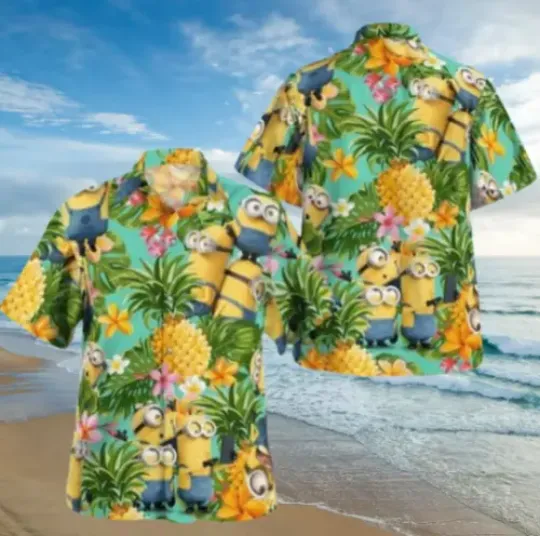 Minion Tropical Vibes 3D Hawaiian Shirt Print Tropical Summer Beach Gift For Men, All Size Available