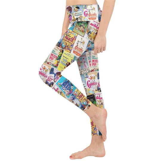 Disney Movie Posters Leggings, Magic Yoga Pants, Summer Yoga Leggings, Leggings for Disney Fans, Disney Inspired Men Clothing