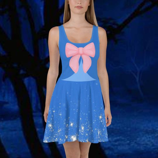 Fairy Godmother Skater Dress, Disney Skater Dress, Sleeveless Camisole Skater Dress, All Over Print Skater Dress