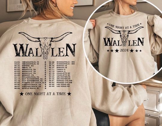 Wallen Western Retro Concert Shirt, One Night At A Time Concert Tour 2024 , Trendy Country Sweatshirt, Country Concert Graphic Sweatshirt