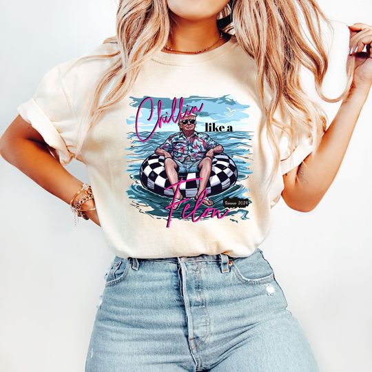 Chillin Like a Felon Shirt, Funny Trump 2024 Shirt, Patriotic 4th of July Shirt, Conservative Shirt, Trump Summer 2024 Tees