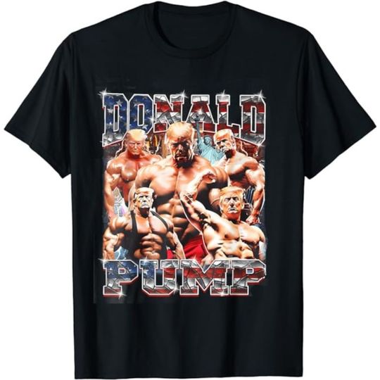 Donald Pump Trump 2024 Cotton T-shirt,  Weight Lifting Gym Fitness Cotton Shirt,  Keep America Great 2024 TShirt Trump Tees Tops