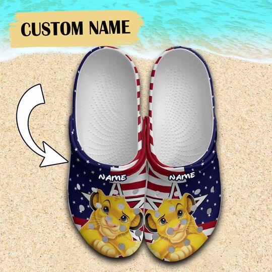Custom Disney The Lion King Character Clogs, 4th Of July American Patriot Disney Clogs