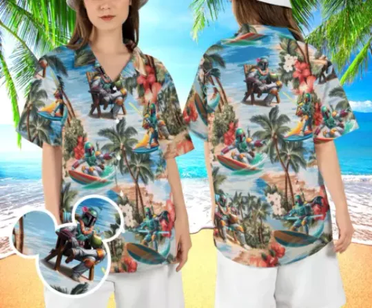 Boba Fett Beach Star Wars Summer 3D HAWAII SHIRT, Disney Summer Shirt