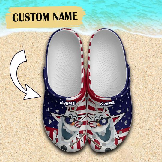 Custom Disney Olaf Clogs, Snowman 4th Of July Clogs, American Patriot Clogs, Funny Clogs, Gift for Kids, Gift for Her