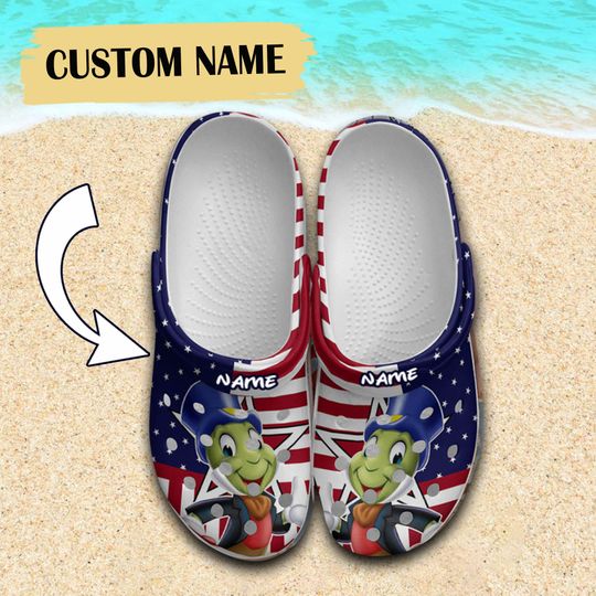 Custom Disney Jimmy Cricket Animal Clogs, 4th Of July Clogs, American Patriot Clogs, Funny Clogs, Gift for Kids, Gift for Her