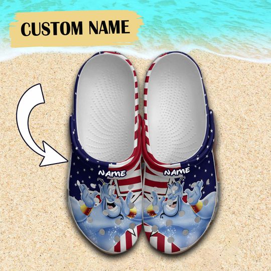 Custom Disney Genie 4th Of July Clogs, God Light American Patriot Clogs, Funny Clogs, Gift for Kids, Gift for Her