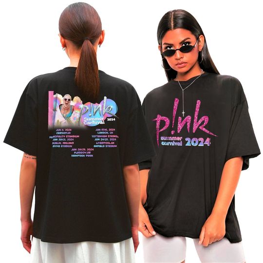 Pink Concert Tour T shirt, Uk tour pink summer carnival 2024 pink singer summer t-shirt, Cotton T-shirt