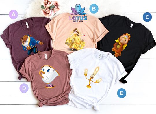 Beauty and the Beast Group T-Shirts, Beauty and the Beast Family T-Shirts, Disney Friends T-Shirt