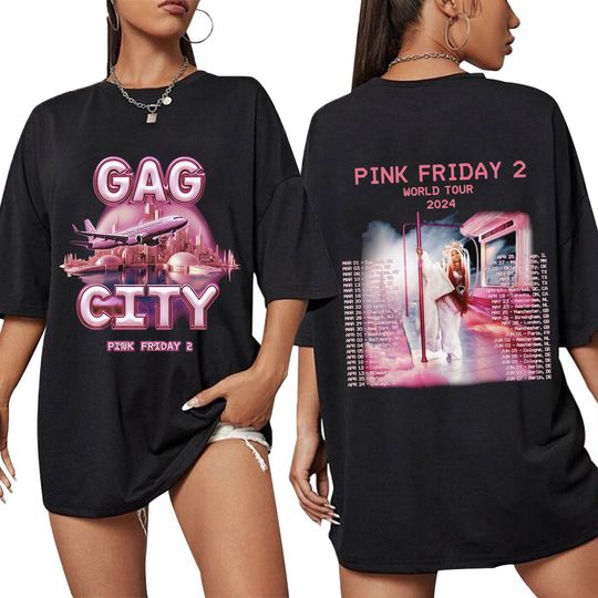 Nicki Minaj T Shirt Gag City Pink Friday 2 World Tour 2024 T-shirts Men Fashion Harajuku Short Sleeve Tee Shirt Y2k