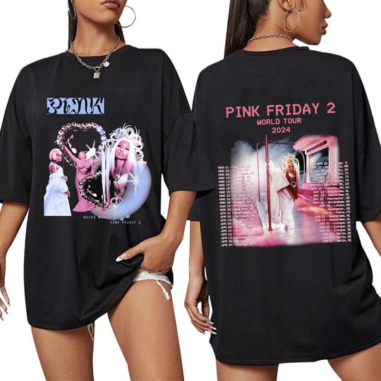 Nicki Minaj 2024 World Tour T Shirt Gag City Pink Friday 2 Concert T-shirts Men Women Fashion Hip Hop Tee Shirt Y2K