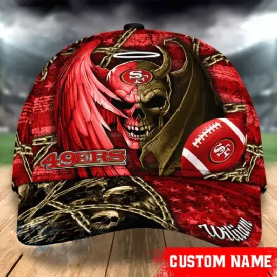 Personalized San Francisco 49ers football Skull and Angel Classic Baseball Cap, Gift Ideas, Dad Gift