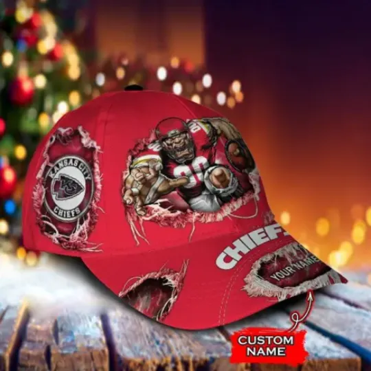 Kansas City Chiefs football Personalized Printed Classic Cap. Gift For Fans.