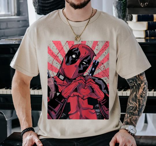 Marvel Deadpool Closed Hand Heart Shirt, Graphic Tshirt for men, women, Unisex, Trending Fashion