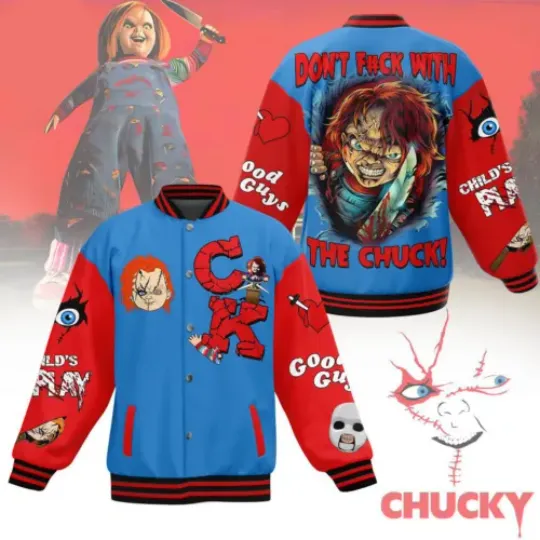 Don't Fvck With The Chuck Horror Killer Chucky Child's Play Baseball Jacket, Movie Basebal Jacket, Horror Jacket For Fan