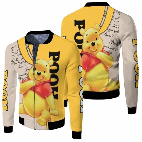 Never Too Old For Pooh Bear Winnie The Pooh Halloween Xmas Bomber Jacket, Disney Pooh Jacket, Disney Baseball Jacket, Movie Cartoon Jacket