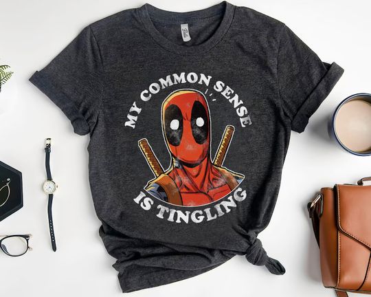 Marvel Deadpool Common Sense Is Tingling Graphic T-shirt, Short Sleeve Sports Tee for Men, Women, Kids - Trending Street Fashion
