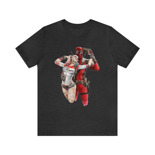 Adult Harley Quinn and Deadpool Cotton Shirt, Short Sleeve Sports Tee for Men, Women, Kids - Trending Street Fashion
