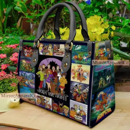 Personalized Scooby Doo Printing Women Leather Shoulder Handbag, Hot Movie Ladies Casual Handbag, TV Show Gifts