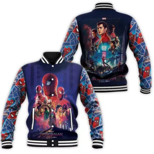 Spider Man No Way Home Superheroes Movie Baseball Jacket, Avenger Baseball Jacket, Spider Man Jacket, Superhero Baseball Jacket, Movie Jacket Gift For Fan