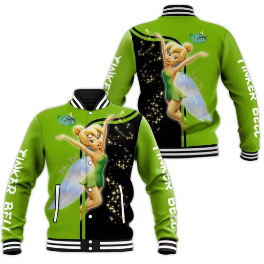 We Are Never Too Old For Tinker Bell Fairy Princess Lovers Baseball Jacket, Disney Princess  Baseball Jacket, Disney Baseball Jacket, Cartoon Movie Jacket