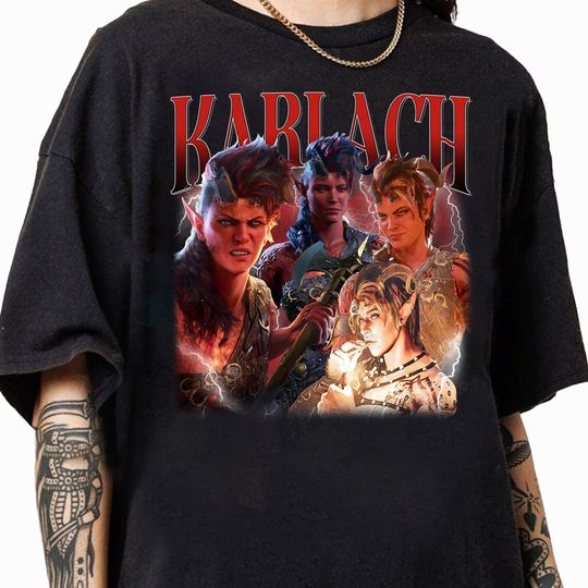 Limited Karlach Baldurs Gate 3 Vintage Cotton T-Shirt, Retro 90's Fans Homage Cotton T-shirt, Gift For Women and Man Unisex T-Shirt
