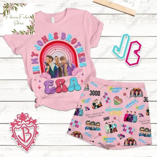 Jonas Brothers Short Pajama Set for Adult Kids, Round Neck Short Sleepwear, 2 PCS/Set, Cartoon Merch, Summer Shorts