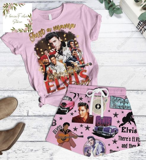 Elvis Presley Short Pajama Set for Adult Kids, Round Neck Short Sleepwear, 2 PCS/Set, Cartoon Merch, Summer Shorts