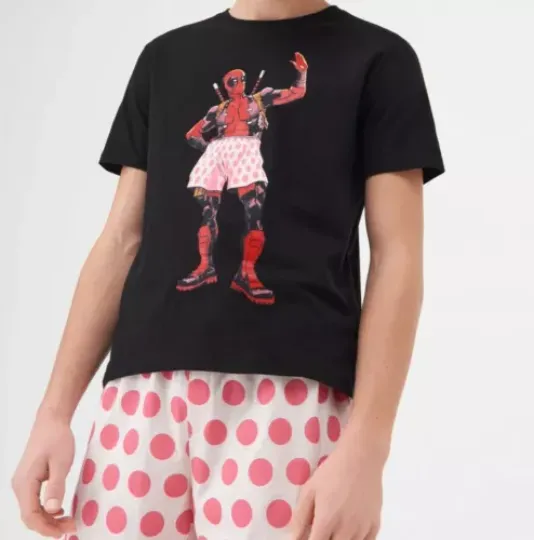 Marvel Deadpool Short Pajama Set for Adult Kids, Round Neck Short Sleepwear, 2 PCS/Set, Cartoon Merch