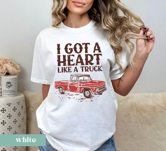 Discover Heart Like A Truck Shirt - Country Lyrics Shirt, Cotton tee, Graphic Tshirt for men, women, Unisex, Trending Casual Fshion