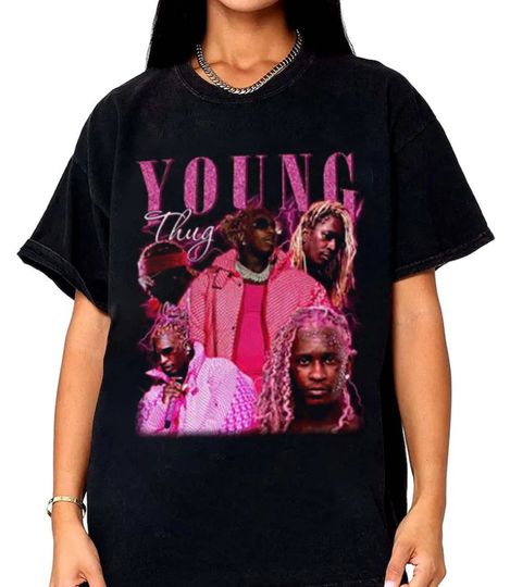 Young Thug Pink Hair Graphic T-Shirt, Retro Y2k American Rapper T Shirt