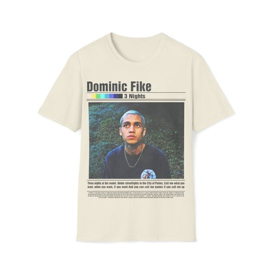 DOMINIC FIKE Unisex Softstyle T-Shirt, Dominic Fike 3 Nights Rap Tee Concert Merch Album 90s