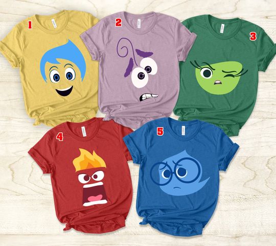 Custom Inside Out Character Unisex T-Shirt, Riley Bing Bong Roy Sadness Fear Costume Shirt, Magic Kingdom Disneyland Trip Matching Tee