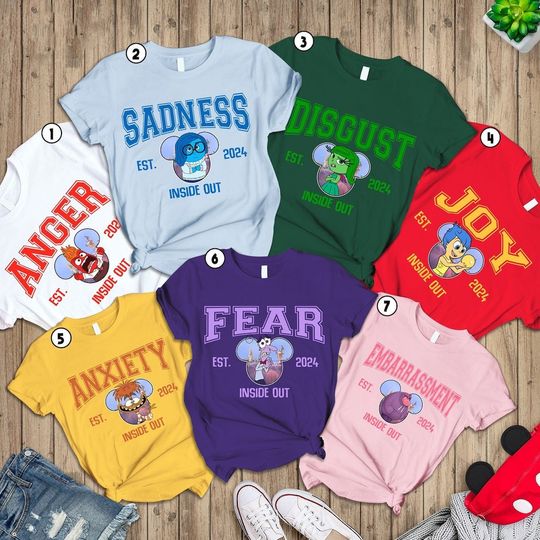 Custom Inside Out Characters Shirts, Today Is A Core Memory Day, Inside Out 2 Movie 2024, Inside Out Family Party, Halloween Matching