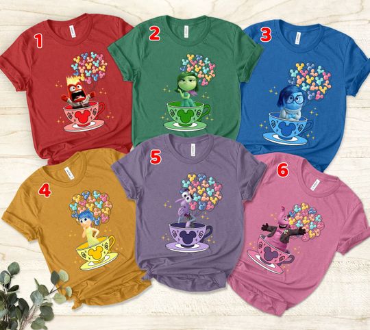 Custom Inside Out Character Unisex T-Shirt, Riley Bing Bong Roy Sadness Fear Mickey Balloon Shirt, Magic Kingdom Disneyland Trip Shirt