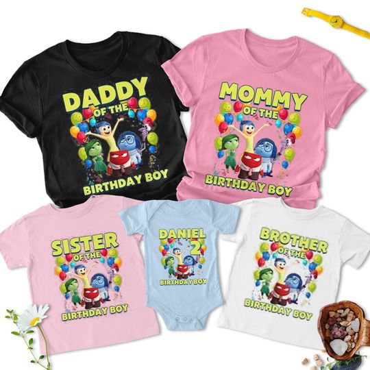 Personalized Inside Birthday Shirt, Custom Inside Movie Family Party Matching Family, Cartoon, Family Birthday Trip Matching Tee