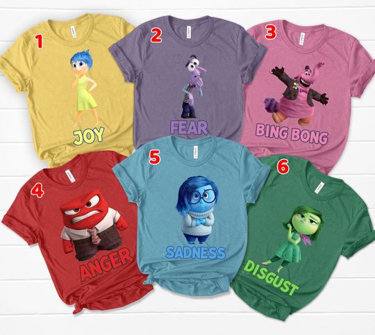 Disney Inside Out Character Unisex T-Shirt, Riley Bing Bong Roy Sadness Fear Costume