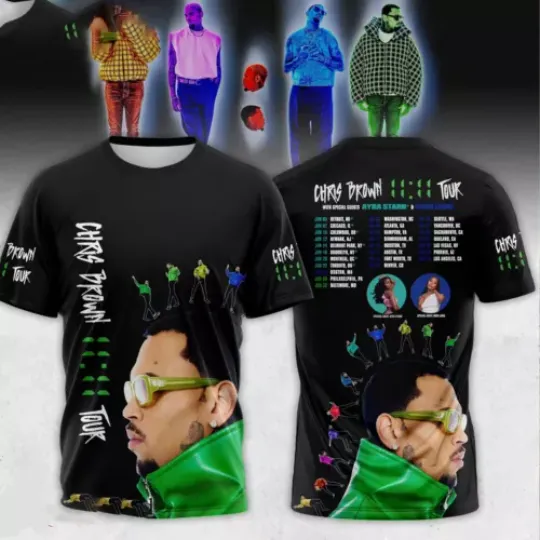 Chris Brown The 11 11 Tour 2024 3D Shirt 2side Unisex Short Sleeve Shirt for Men, Women, Kids,