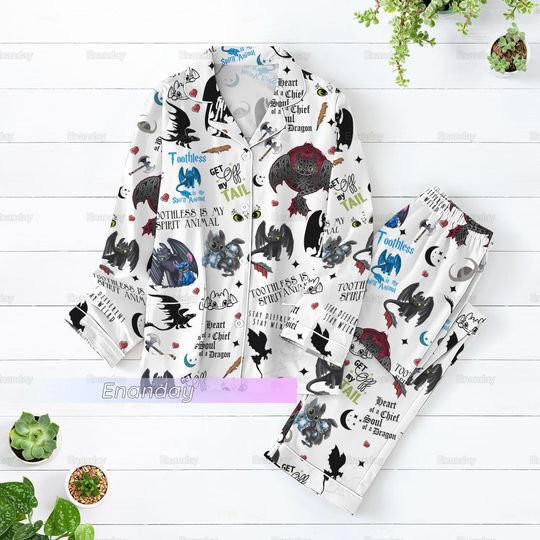 Toothless And Stitch Pajamas Set, Disney Stitch Pajamas, Night Fury Pajamas