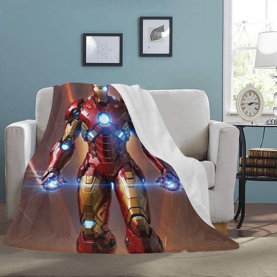HUGE BEST PRICE Iron Man Blanket Fleece Travelling Super Hero Birthday Gifts Mothers Fathers Day Day