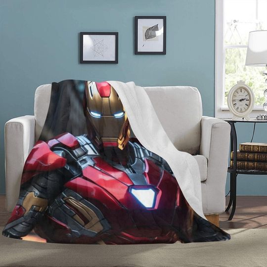 HUGE   Iron Man Blanket Fleece Travelling Super Hero Birthday Gifts Mothers Fathers Day Day
